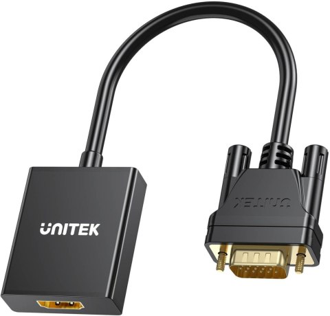 Unitek Adapter VGA na HDMI FullHD czarny 15cm