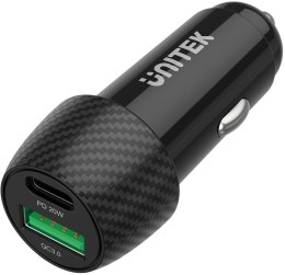 Unitek Ładowarka samochodowa 38W USB-A USB-C QC3..0