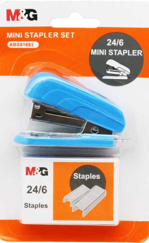 Zszywacz MINI + zszywki 24/6 12 kartek głębokość 25mm mix 5 kol.MG Zszywacz MINI + zszywki 24/6 12 kartek głębokość 25mm mix 5 kol.MG