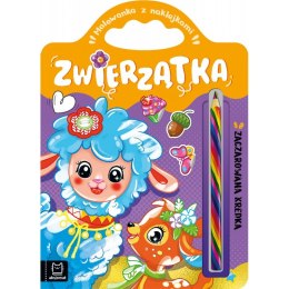 Zwierzątka. Zaczarowana kredka. Kolorowanka z naklejkami