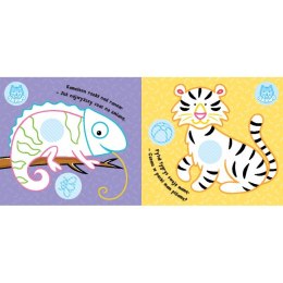 Zwierzęta w zoo. Kolorowanka z grubym obrysem, okrągłe naklejki, papierowa zabawka