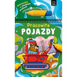 Malowanka z pisakiem wodnym. Pracowite pojazdy