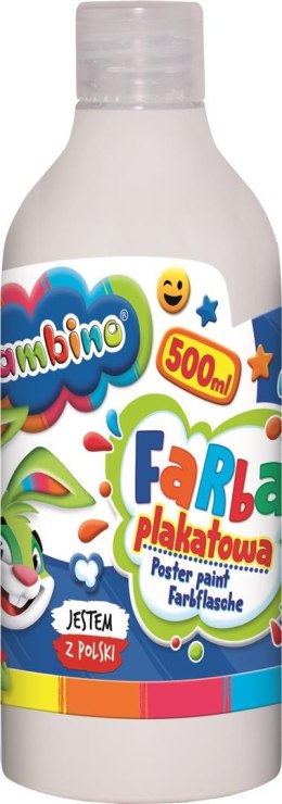 Farba plakatowa w butelce biała 500 ml ZWIERZAKI UCZNIAKI