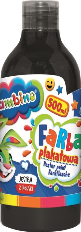 Farba plakatowa w butelce czarna 500 ml ZWIERZAKI UCZNIAKI