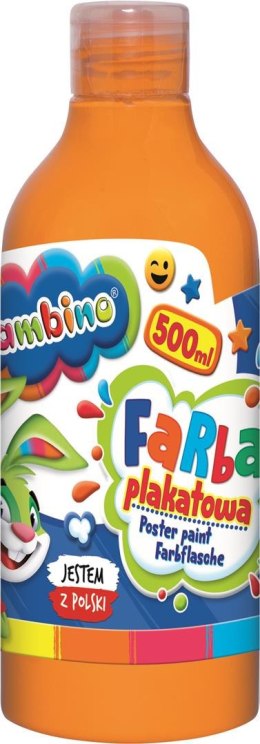 Farba plakatowa w butelce pomarańczowa 500 ml ZWIERZAKI UCZNIAKI