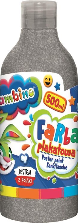 Farba plakatowa w butelce srebrna 500 ml ZWIERZAKI UCZNIAKI