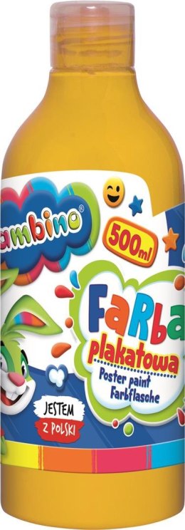 Farba plakatowa w butelce żółta 500 ml ZWIERZAKI UCZNIAKI