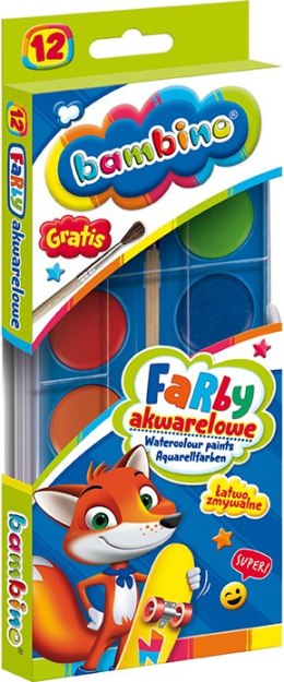 Farby akwarelowe 12 kolorów ZWIERZAKI UCZNIAKI