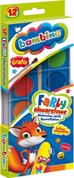 Farby akwarelowe 12 kolorów ZWIERZAKI UCZNIAKI Farby akwarelowe 12 kolorów ZWIERZAKI UCZNIAKI