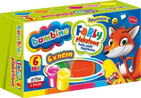 Farby plakatowe 6 kolorów 20 ml neonowych ZWIERZAKI UCZNIAKI Farby plakatowe 6 kolorów 20 ml neonowych ZWIERZAKI UCZNIAKI
