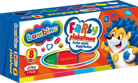 Farby plakatowe 8 kolorów 20 ml ZWIERZAKI UCZNIAKI Farby plakatowe 8 kolorów 20 ml ZWIERZAKI UCZNIAKI