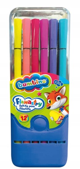 Flamastry w etui 12 kolorów ZWIERZAKI UCZNIAKI