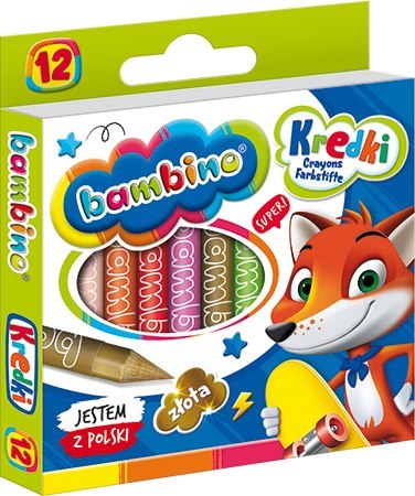 Kredki BAMBINO 12 kolorów + temperówka ZWIERZAKI UCZNIAKI Kredki BAMBINO 12 kolorów + temperówka ZWIERZAKI UCZNIAKI
