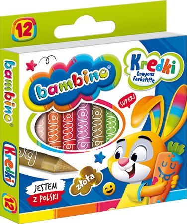 Kredki BAMBINO 12 kolorów + temperówka ZWIERZAKI UCZNIAKI Kredki BAMBINO 12 kolorów + temperówka ZWIERZAKI UCZNIAKI