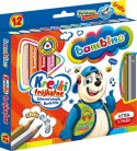 Kredki BAMBINO trójkątne w oprawie drewnianej 12 kolorów + temperówka ZWIERZAKI UCZNIAKI