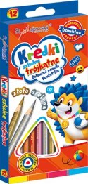 Kredki szkolne trójkątne 12 kolorów ZWIERZAKI UCZNIAKI