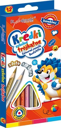 Kredki szkolne trójkątne 12 kolorów ZWIERZAKI UCZNIAKI Kredki szkolne trójkątne 12 kolorów ZWIERZAKI UCZNIAKI