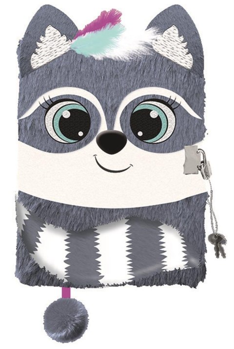 Pamiętnik z kłódką 3D "włochacz" A5 96 kartek RACOON Pamiętnik z kłódką 3D "włochacz" A5 96 kartek RACOON