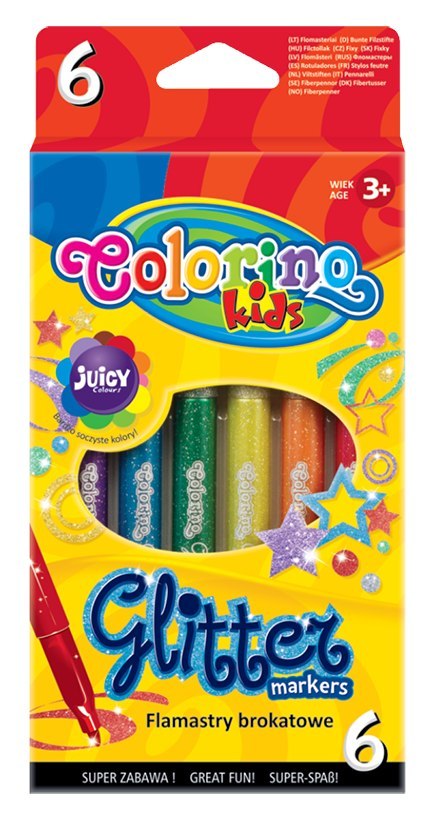 Colorino kids flamastry brokatowe 6 kolorów pisaki mazaki Colorino kids flamastry brokatowe 6 kolorów pisaki mazaki
