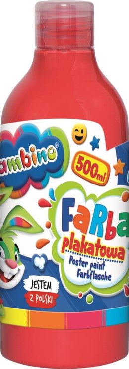 Farba plakatowa w butelce czerwona 500 ml ZWIERZAKI UCZNIAKI