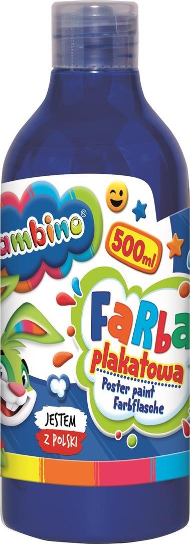Farba plakatowa w butelce niebieska 500 ml ZWIERZAKI UCZNIAKI
