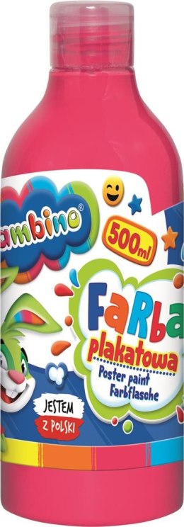 Farba plakatowa w butelce różowa 500 ml ZWIERZAKI UCZNIAKI