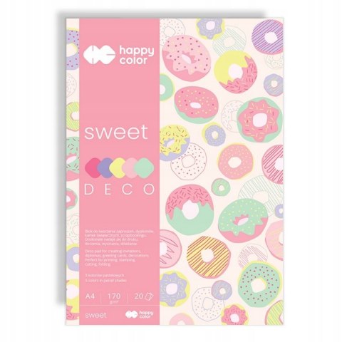 BLOK TECHNICZNY DECO SWEET HAPPY COLOR A4 20 ARKUSZY 5 KOLORÓW