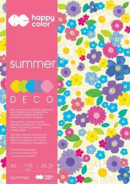 Blok Deco Summer A5, 170g, 20 ark, 5 kol., Happy Color