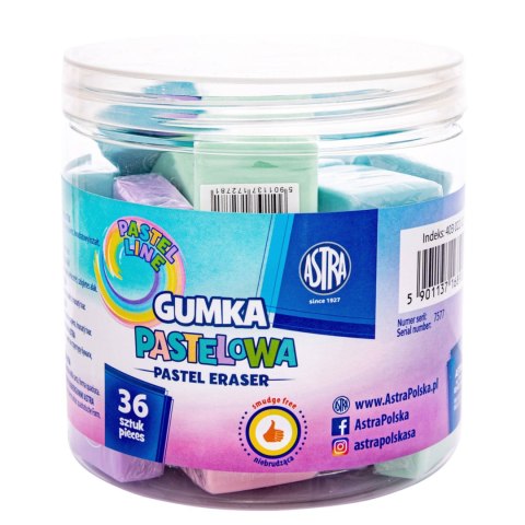 Gumka kwadratowa pastelowa ASTRA PASTEL LINE - 1 szt. Gumka kwadratowa pastelowa ASTRA PASTEL LINE - 1 szt.
