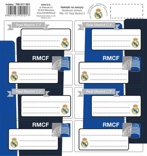 Naklejki na zeszyty RM-107 Real Madrid 3 Naklejki na zeszyty RM-107 Real Madrid 3