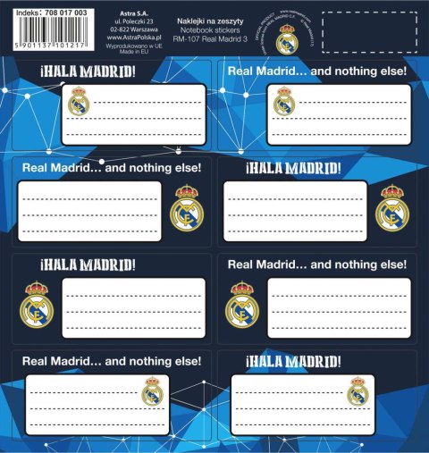 Naklejki na zeszyty RM-107 Real Madrid 3 Naklejki na zeszyty RM-107 Real Madrid 3
