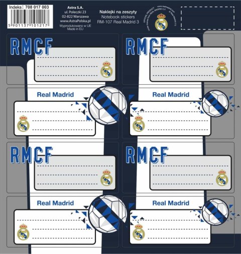 Naklejki na zeszyty RM-107 Real Madrid 3 Naklejki na zeszyty RM-107 Real Madrid 3
