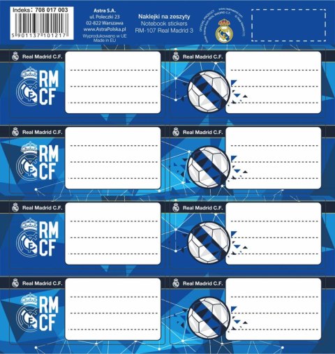 Naklejki na zeszyty RM-107 Real Madrid 3 Naklejki na zeszyty RM-107 Real Madrid 3