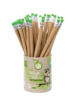 Ołówek grafitowy okrągły HB z papieru kraftowego z gumką ECO ASTRA