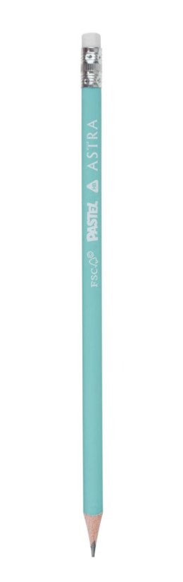 Ołówki grafitowe trójkątne pastelowe HB z miarką i gumką ASTRA PASTEL LINE