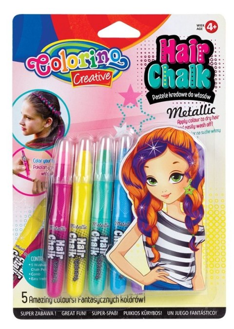 COLORINO - ZESTAW PASTELI KREDOWYCH DO WŁOSÓW 5 SZT METALIC - BLISTER COLORINO - ZESTAW PASTELI KREDOWYCH DO WŁOSÓW 5 SZT METALIC - BLISTER